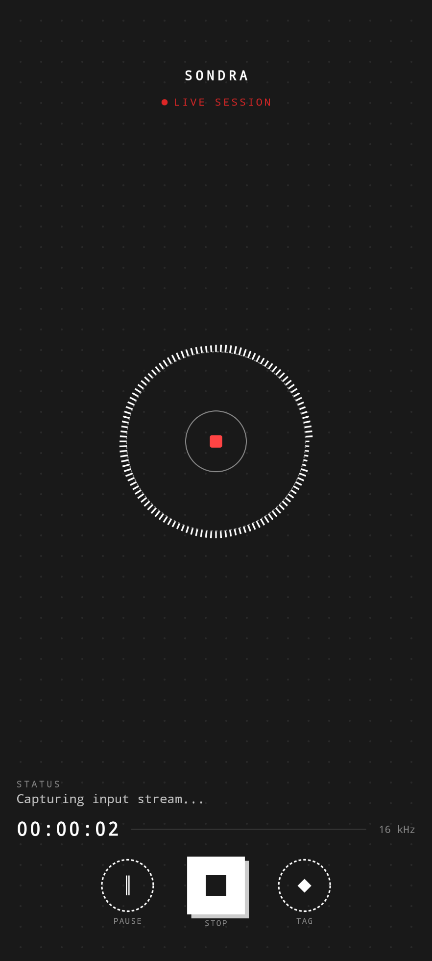 Sondra app recording interface